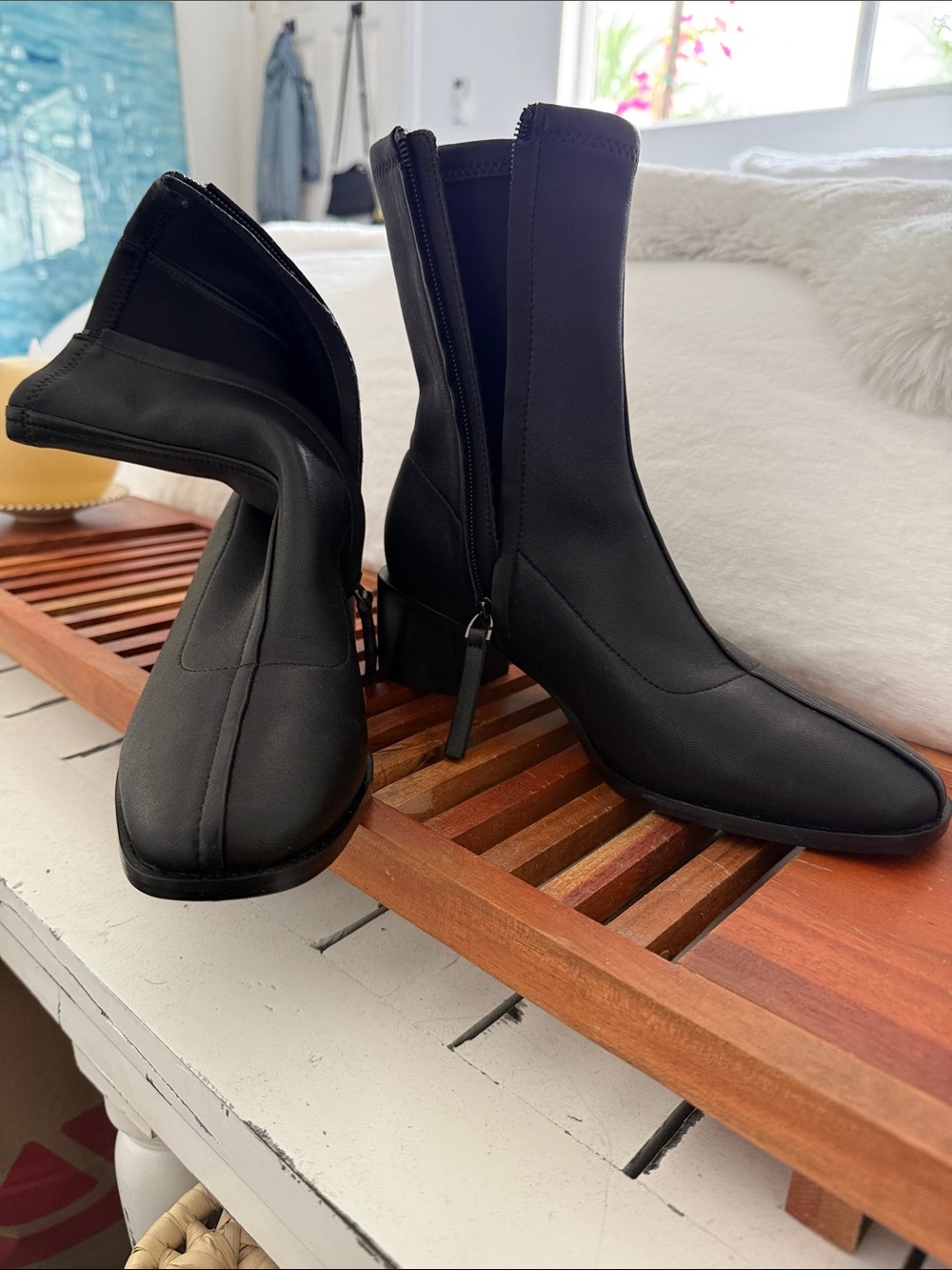 Quince Black Slim Zip Ankle Boots